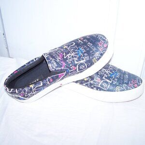 DKNY Faux Leather Graffiti Loafers Sz 8.5